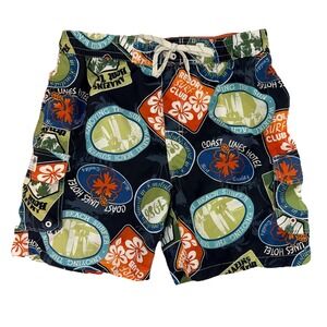 Caribbean Joe Board Shorts Mens L Navy Tropical Surf Swim Trunks 7" Inseam Beach